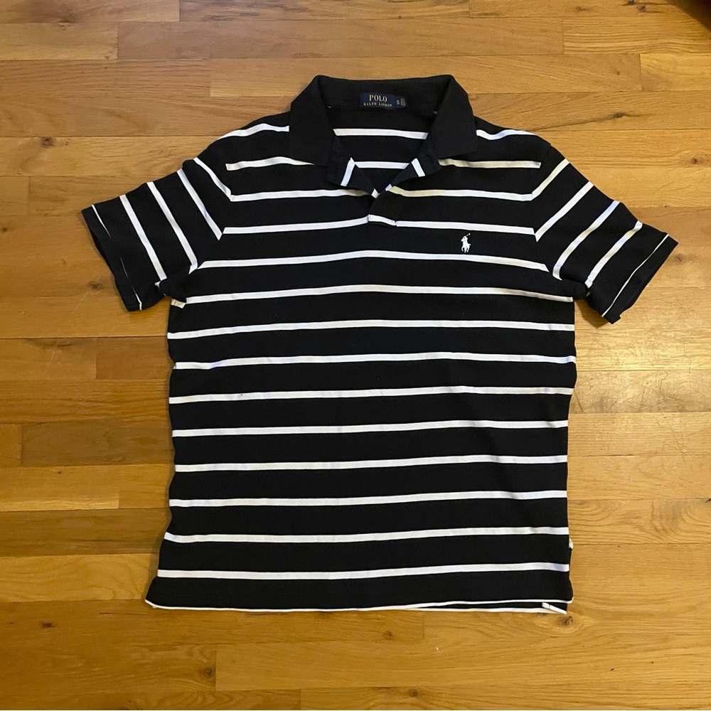 Ralph Lauren Black and White Striped Polo Shirt